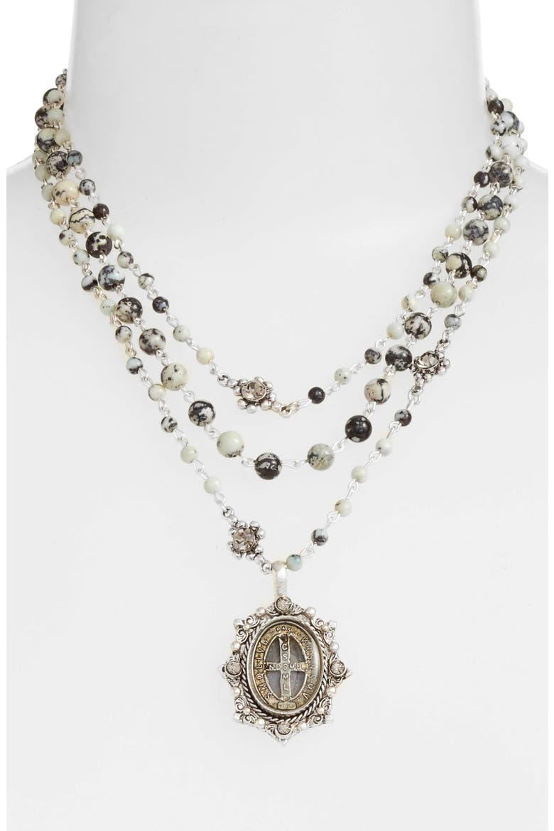 Magdalena Multistrand Necklace (Nordstrom Exclusive), Alternate, color, SILVER/ BUFFALO QUARTZ