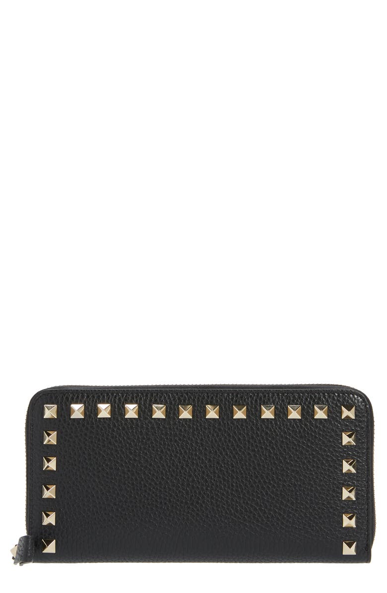 Valentino Garavani Rockstud Continental Leather Wallet, Main, color, 