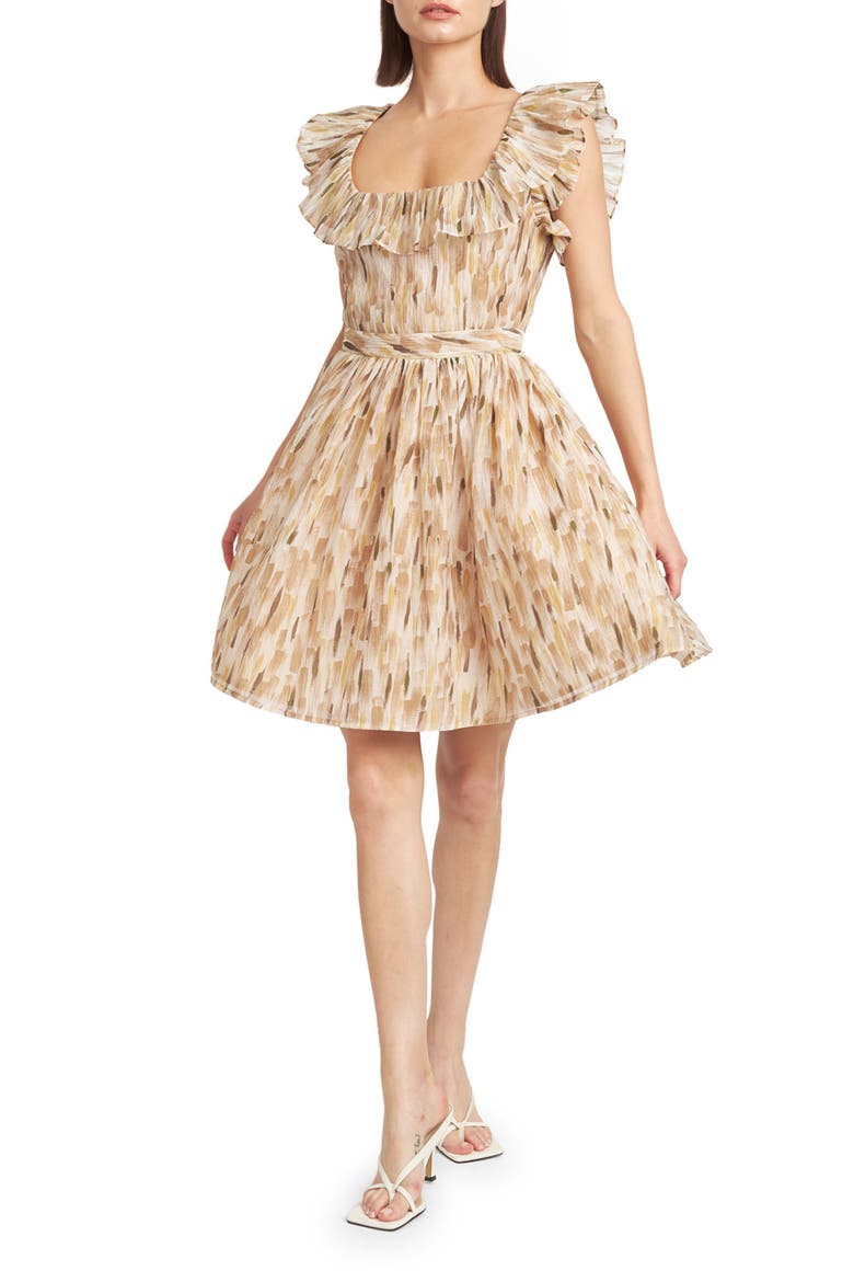 Billie Abstract Print Minidress, Main, color, TAUPE MULTI