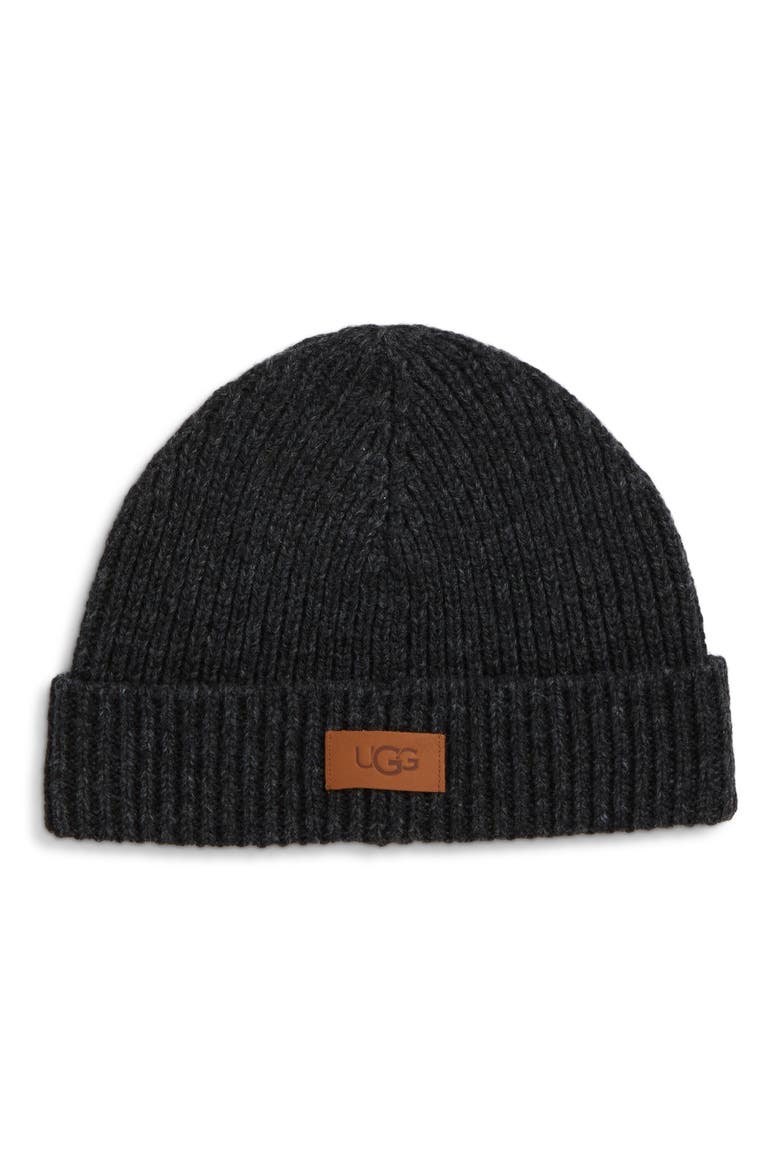 Ribbed Cuff Beanie, Main, color, CHARCOAL