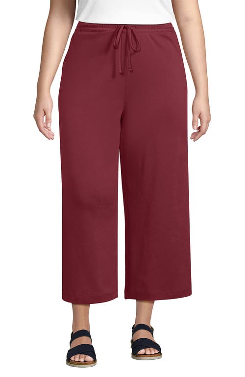 Lands' End Plus Size Sport Knit Elastic Waist Wide Leg Crop Pants In Burnt Clay