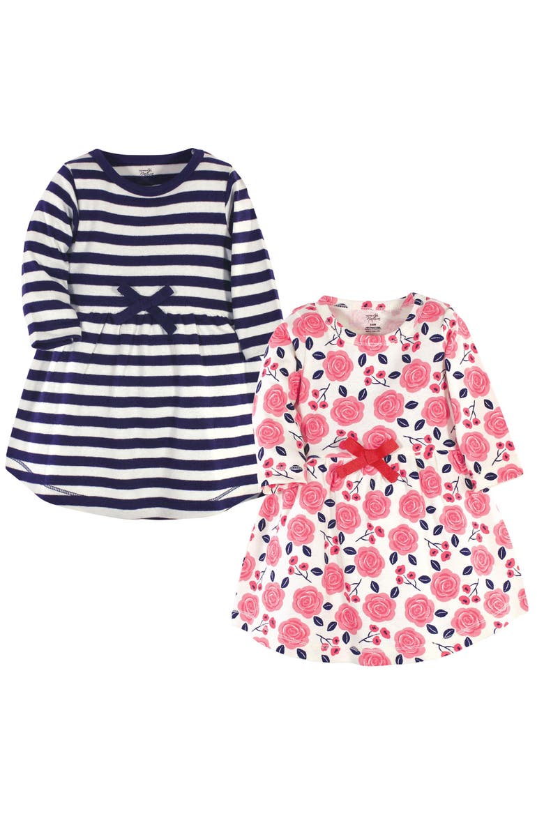 2Pk Long Sleeve Organic Dresses, Main, color, Coral Rose