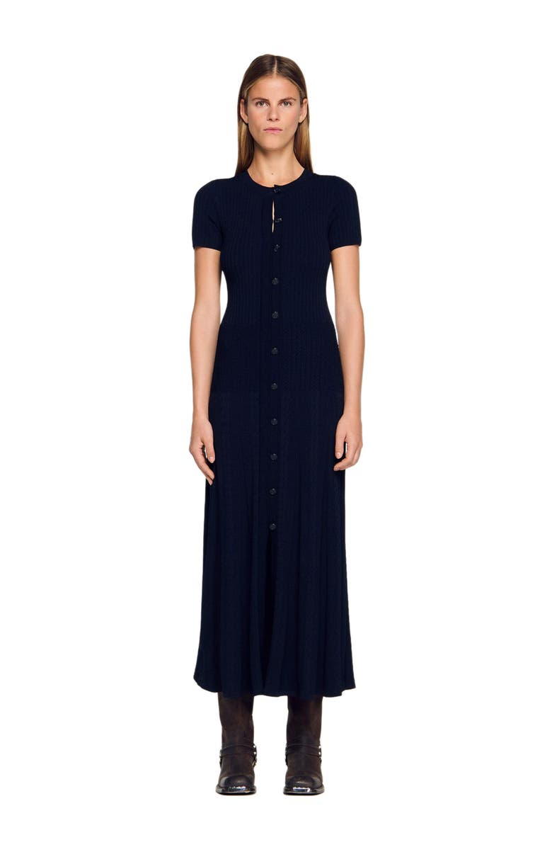SANDRO Knit maxi dress, Main, color, Navy Blue