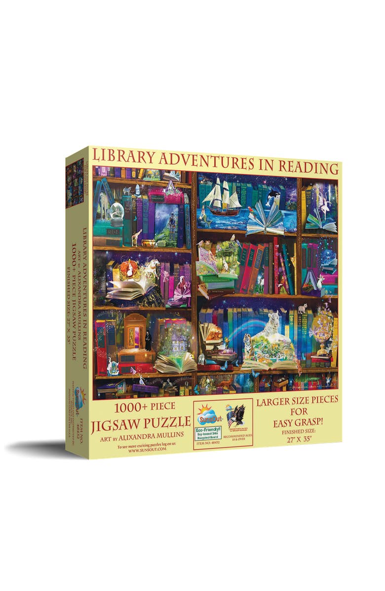 Sunsout Library Adventures in Reading 1000 piece Jigsaw Puzzle for Adults Large Pieces, Main, color, Multicolor