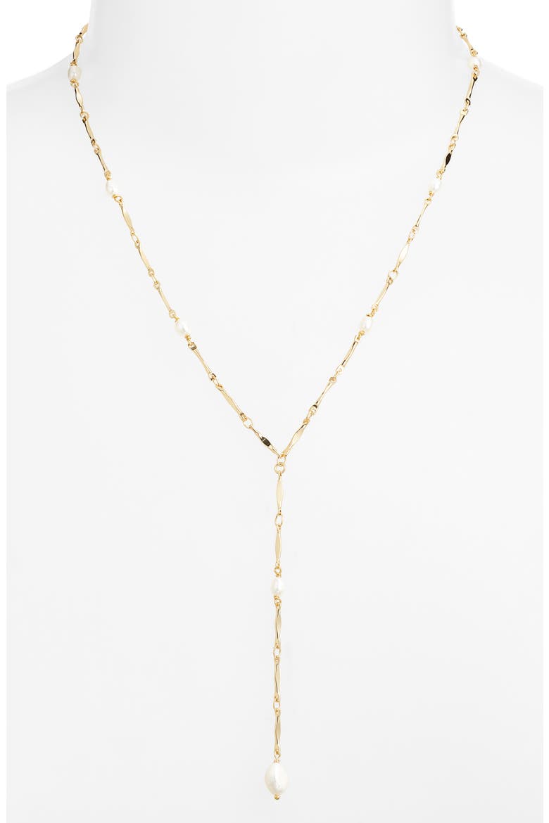 Demi Fine Freshwater Pearl Accent Y-Necklace, Alternate, color, WHITE- 14K GOLD PLATED