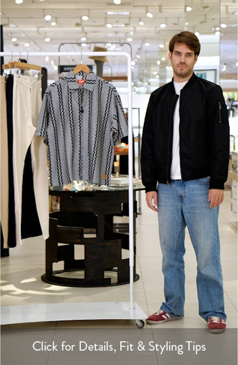 Vertical Stripe Short Sleve Knit Zip-Up Shirt, sales video thumbnail