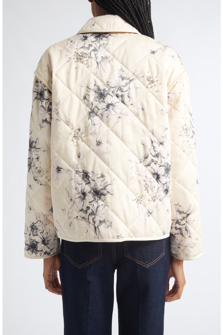 Sketched Floral Alexa Quilted Jacket, Alternate, color, GARDENIA/BLACK
