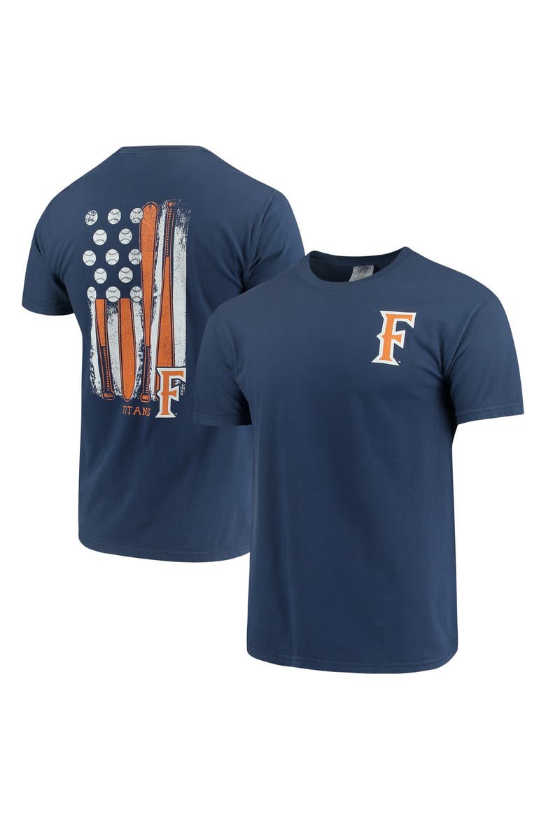 Men's Navy Cal State Fullerton Titans Baseball Flag Comfort Colors T-Shirt, Main, color, Navy