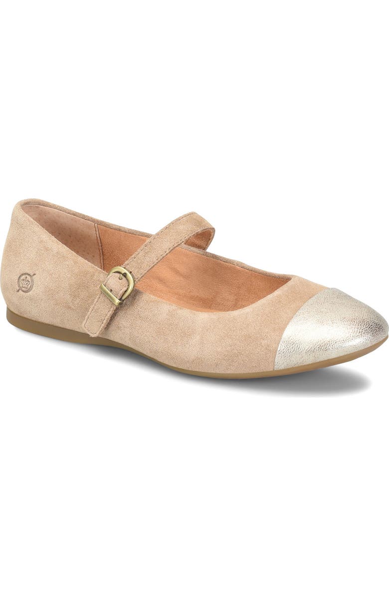 Børn Batti Mary Jane Flat, Main, color, Taupe/ Gold Combo