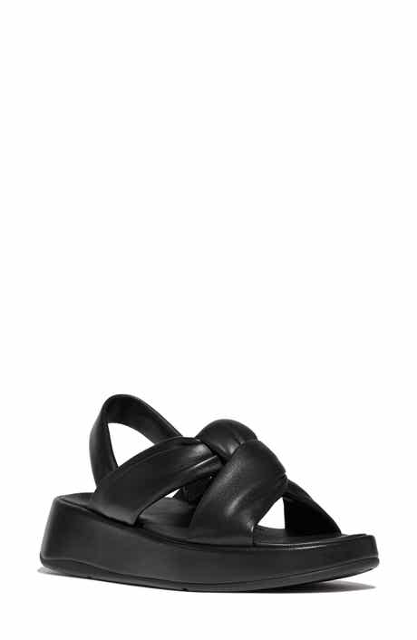 F-Mode Knot Slingback Platform Wedge Sandal