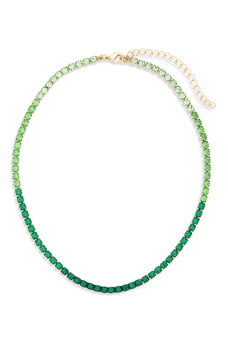 Crystal Tennis Necklace, Alternate, color, GREEN MULTI- GOLD