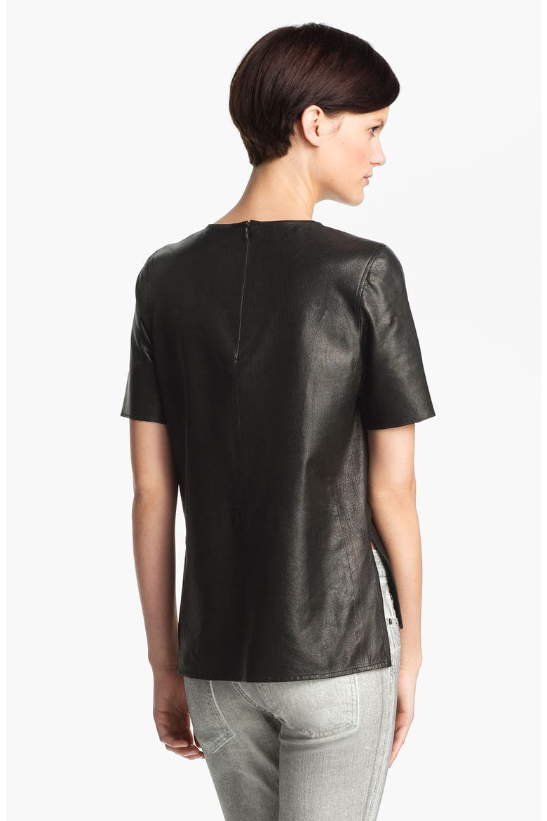 Leather Tee, Alternate, color, BLACK