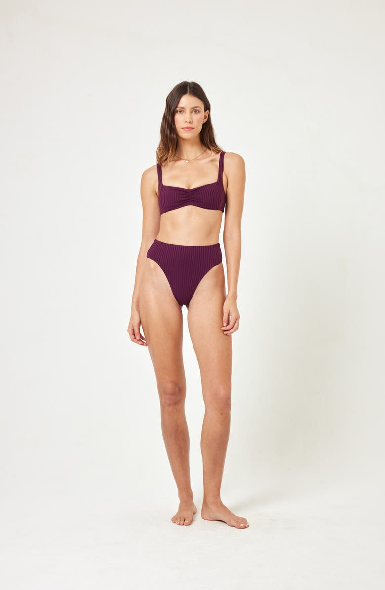 LSPACE Effie Cutout Bikini Top, Alternate, color, Merlot