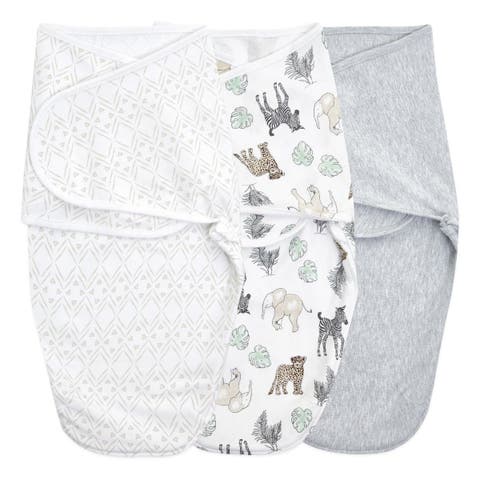 Essentials Easy Swaddle Wrap Quick Change with Bottom Zipper, Snug Cotton Knit Baby Wrap Swaddle Blanket for Newborns, TOG 1.0, 3-Pack