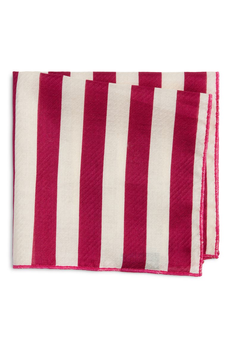 Fuchsia Stripe Silk Pocket Square, Main, color, FUCHSIA