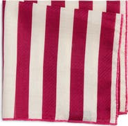 CLIFTON WILSON Fuchsia Stripe Silk Pocket Square