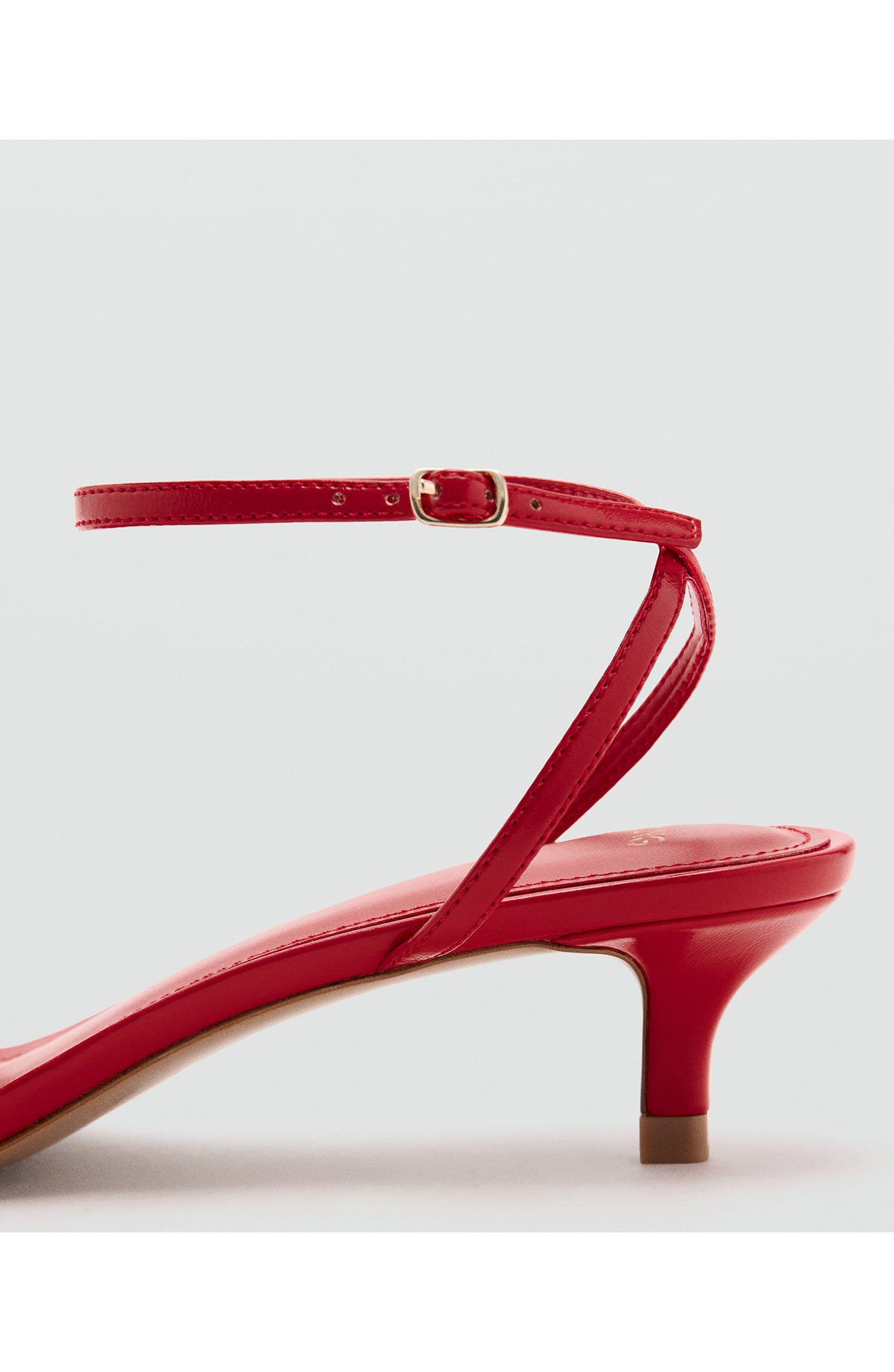 MANGO Ankle Strap Kitten Heel Sandal, Alternate, color, Red