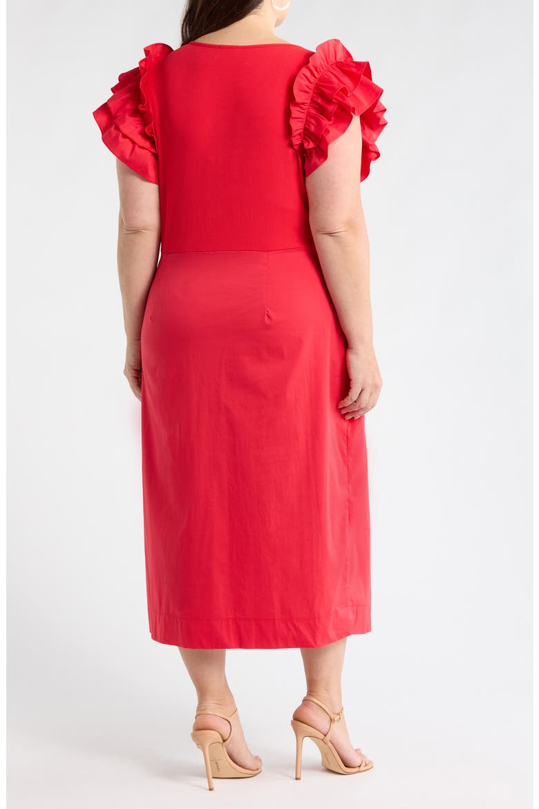 Glow Ruffle Midi Dress, Alternate, color, RED