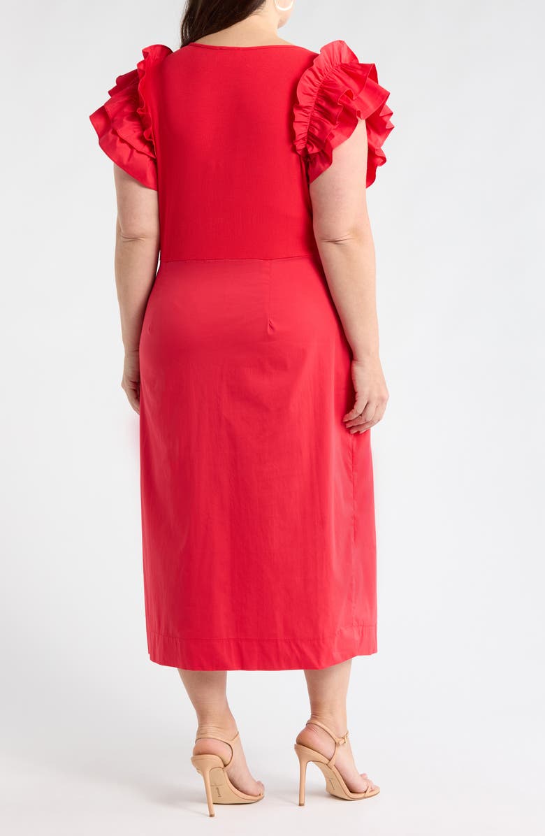 SUGARLIPS Glow Ruffle Midi Dress, Alternate, color, Red