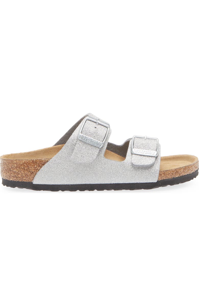 Birkenstock Kids' Arizona Slide Sandal, Alternate, color, Silver Shiny Glitter