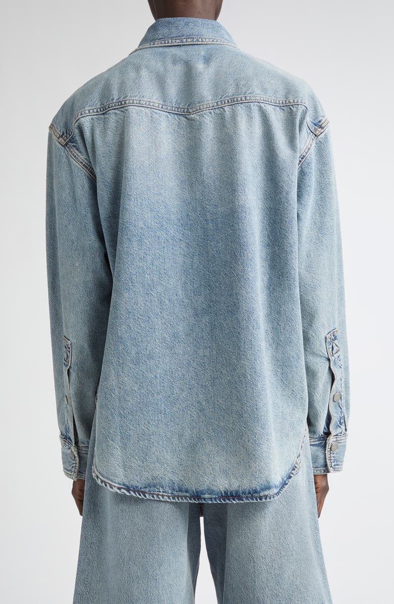 Haikure Belted Denim Snap-Up Shirt, Alternate, color, Authentic Wash