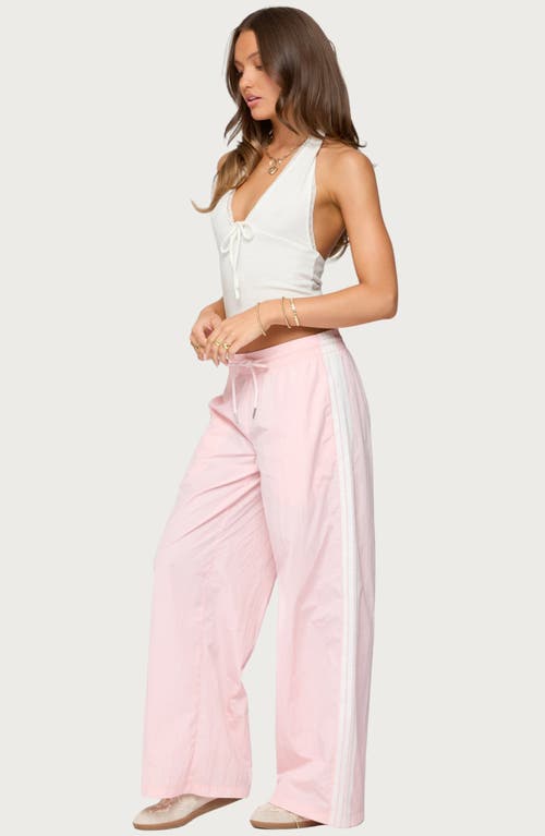 Edikted Annabella Low Rise Nylon Track Pants In Pink