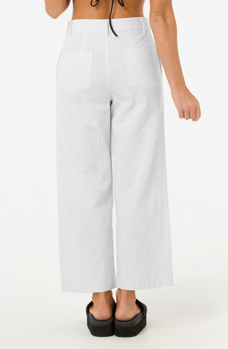 Rip Curl Vacation Crop Wide Leg Cotton Slub Pants, Alternate, color, White