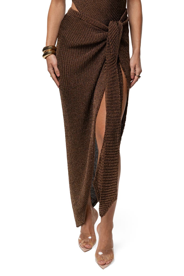 Sunlit Twist Sarong Maxi Skirt, Alternate, color, BRONZE