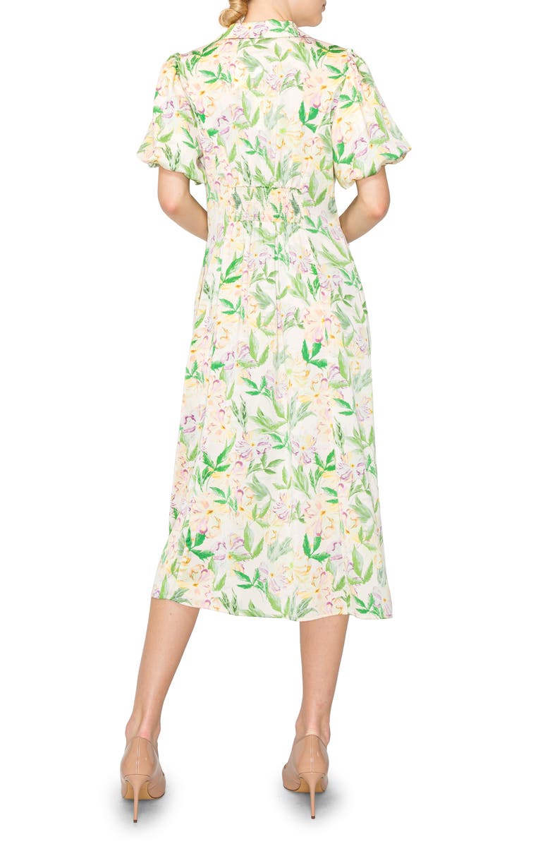 MELLODAY Puff Sleeve Satin Shirtdress, Alternate, color, 