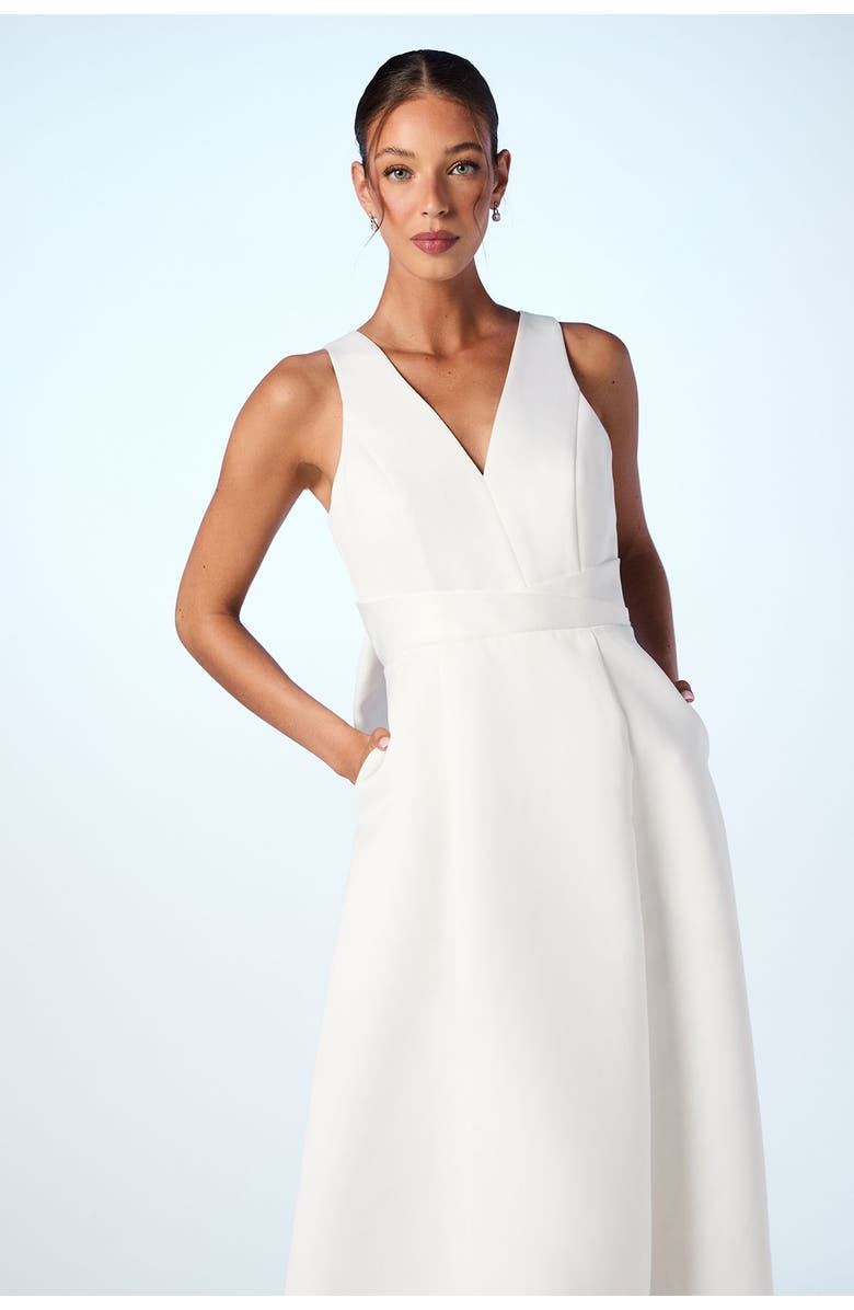 Coast Satin Plunge Maxi Wedding Dress, Alternate, color, Ivory