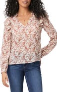 PAIGE Seema Ruffle Long Sleeve Silk Top