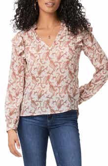 PAIGE Seema Ruffle Long Sleeve Silk Top