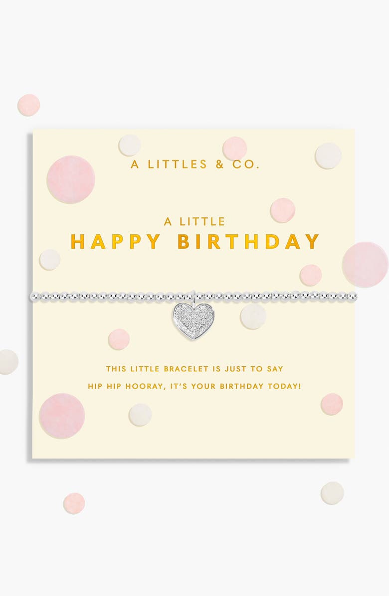 A Littles & Co Confetti A Little 'Happy Birthday' Bracelet In Silver Plating, Alternate, color, Metallic Silver
