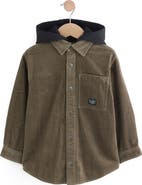 NEXT Kids' Hooded Corduroy Snap-Up Shirt Jacket