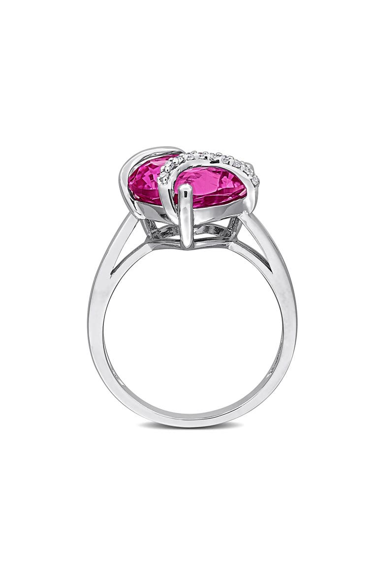 Sterling Silver Lab Grown Pink Sapphire & Diamond Heart Ring, Alternate, color, PINK