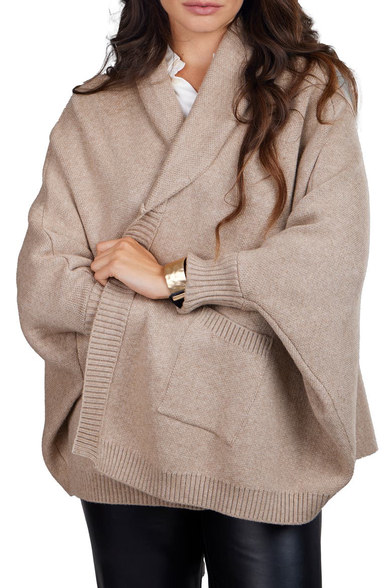 Oversize Ribbed Knit Cardigan, Main, color, TAUPE