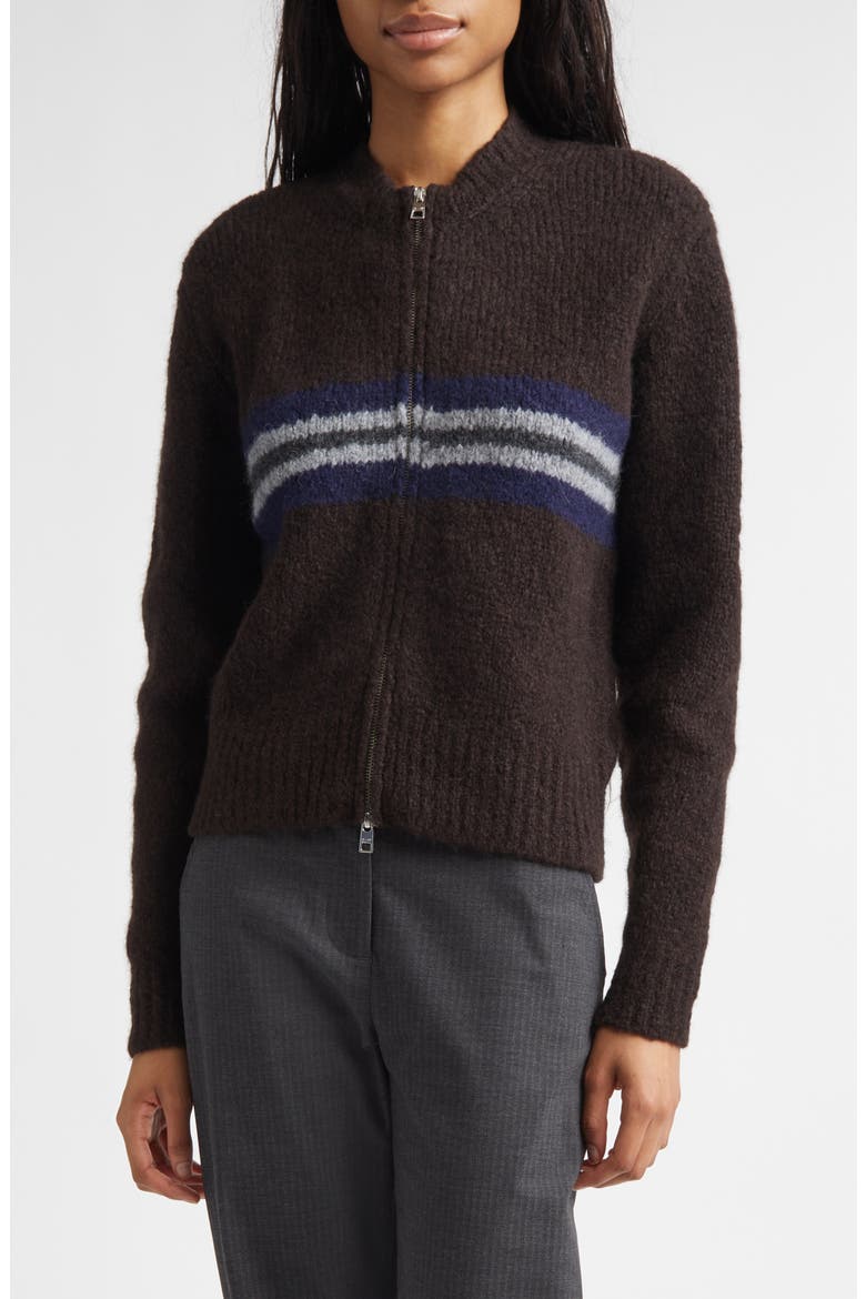 Penalti Wool Blend Zip Cardigan, Main, color, BROWN