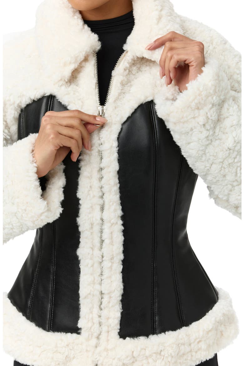 High Pile Fleece Jacket, Alternate, color, BLACK / WHITE