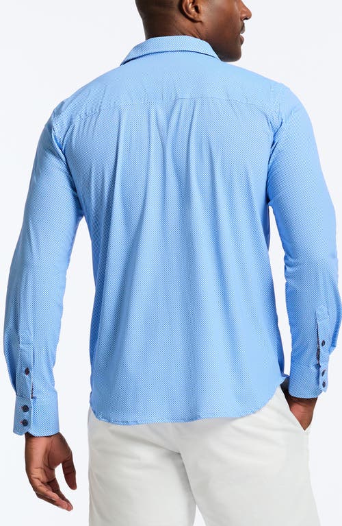 Robert Graham Leros Classic Fit Dot Print Knit Button-up Shirt In Blue