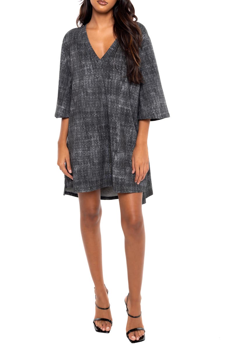 Dai Moda Scratch High-Low Shift Dress, Main, color, Charcoal