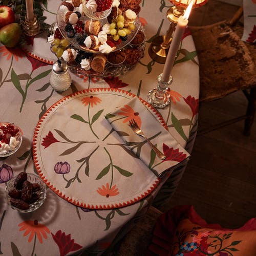 Sophie Williamson Design Picnic On The Meadow Set-of-six Cotton Placemats In Gray