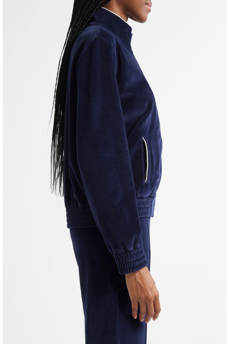 NY Crest Embroidered Velour Track Jacket, Alternate, color, NAVY