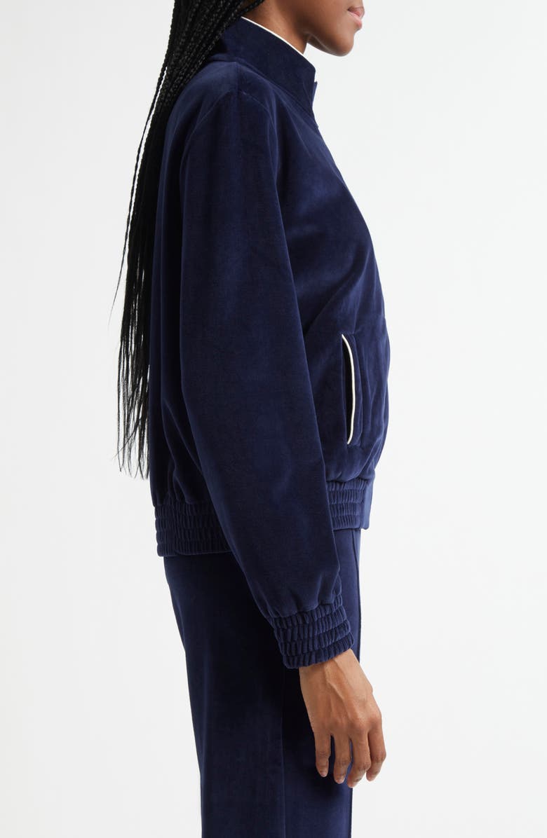 Sporty & Rich NY Crest Embroidered Velour Track Jacket, Alternate, color, 