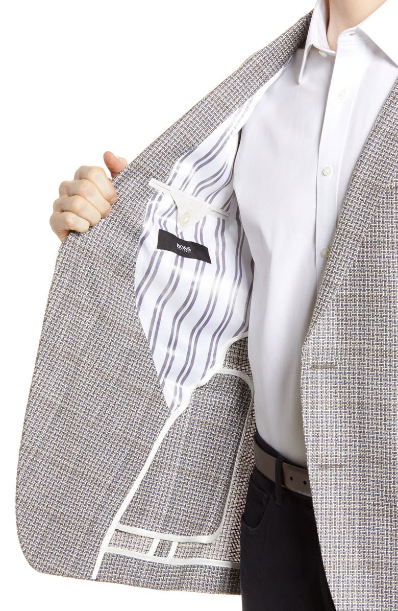 BOSS Hartlay Trim Fit Check Wool & Linen Sport Coat, Alternate, color, 
