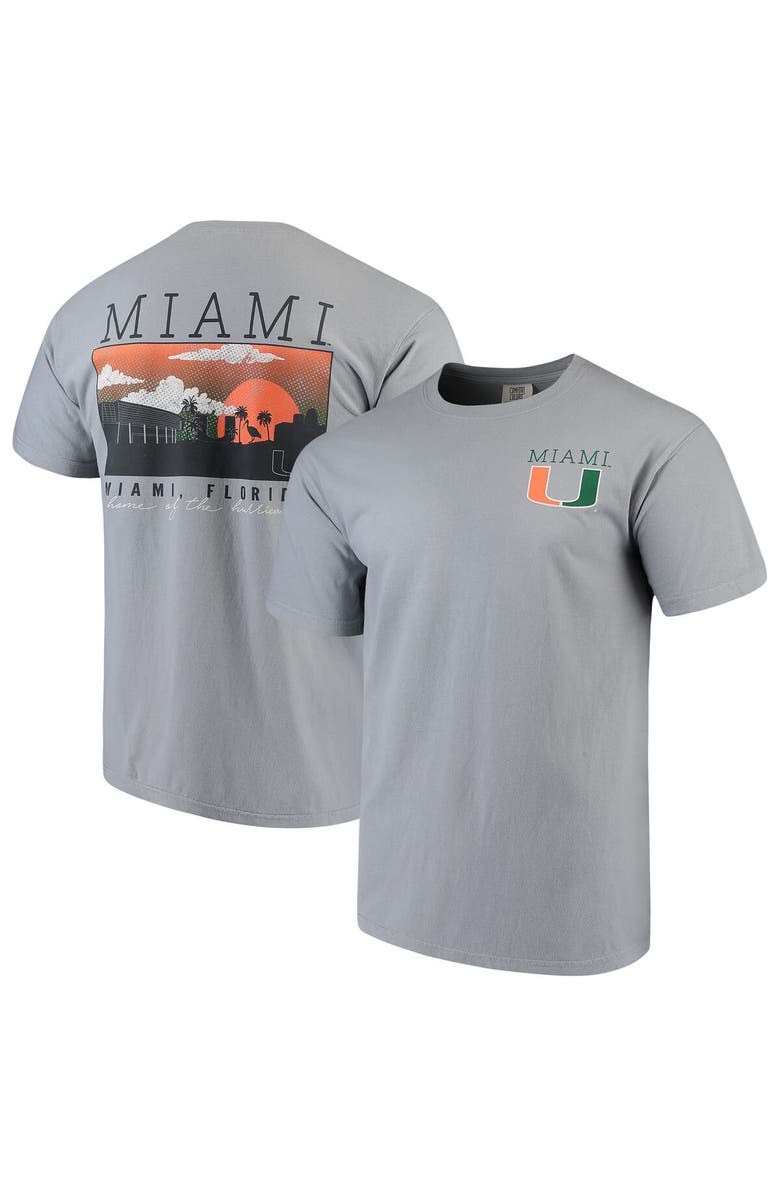 IMAGE ONE Men's Gray Miami Hurricanes Comfort Colors Campus Scenery T-Shirt, Main, color, 