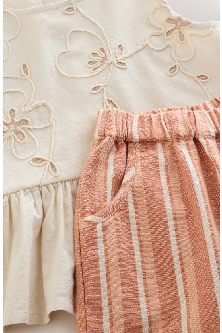 Kids' Peplum Top & Ditsy Stripe Pants Set, Alternate, color, NEUTRAL