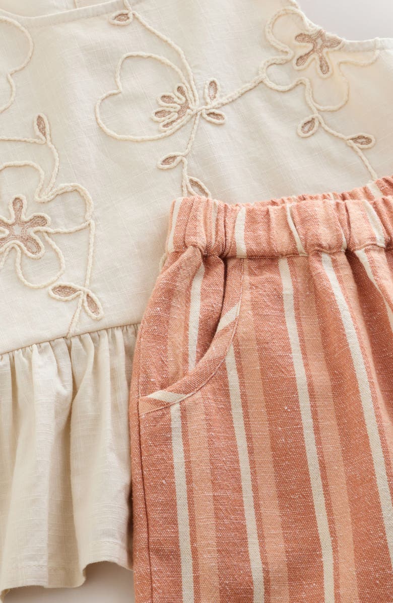 NEXT Kids' Peplum Top & Ditsy Stripe Pants Set, Alternate, color, Neutral