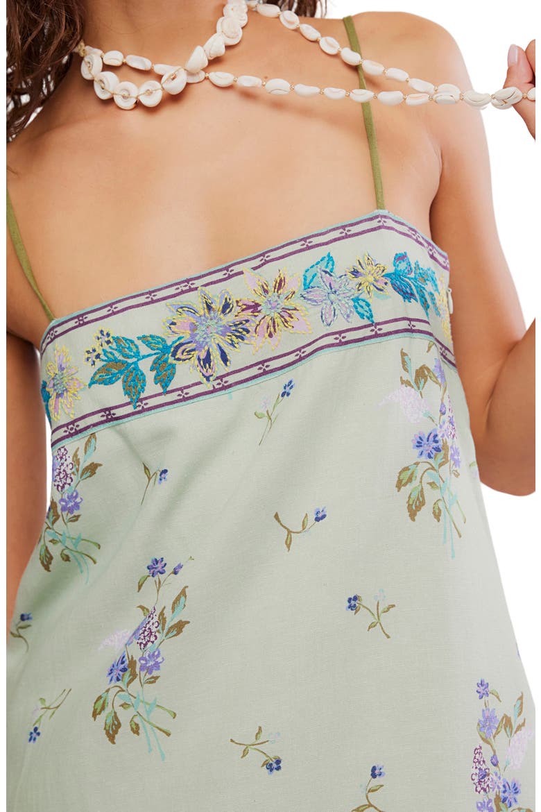 Bali Embroidery Border Floral Minidress, Alternate, color, MINT COMBO
