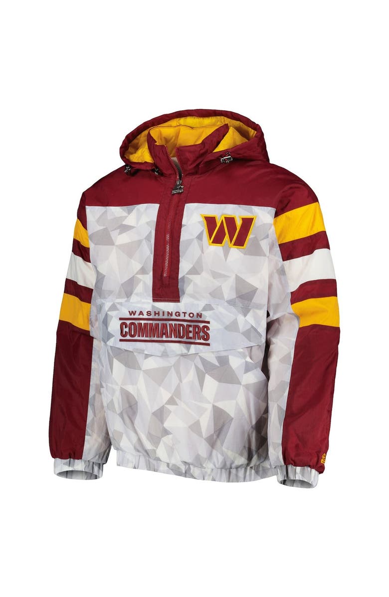 STARTER Men's Starter White/Burgundy Washington Commanders Thursday Night Gridiron Raglan Half-Zip Hooded Jacket, Alternate, color,