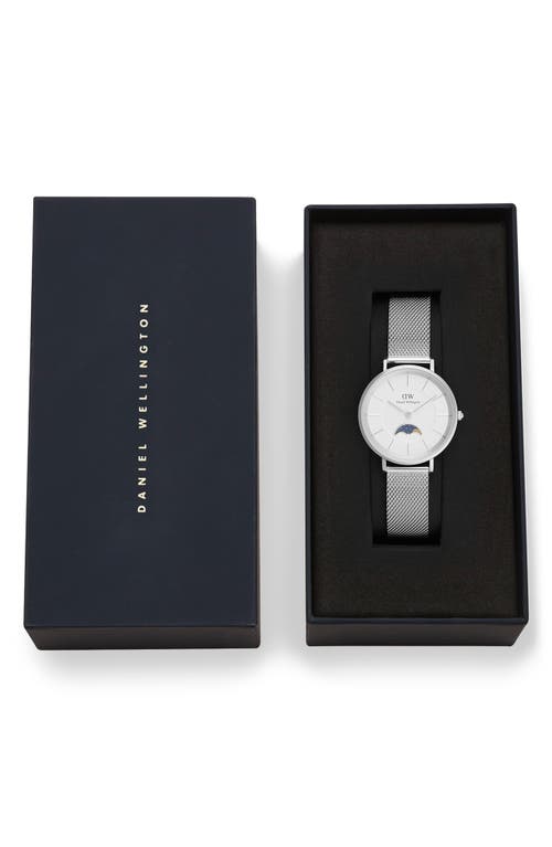 Daniel Wellington Petite Moonphase Mesh Strap Watch, 32mm In Silver